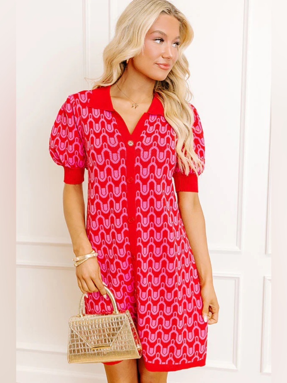 Entro knit mini dress shirt button down milan muse preppy woven polo collar